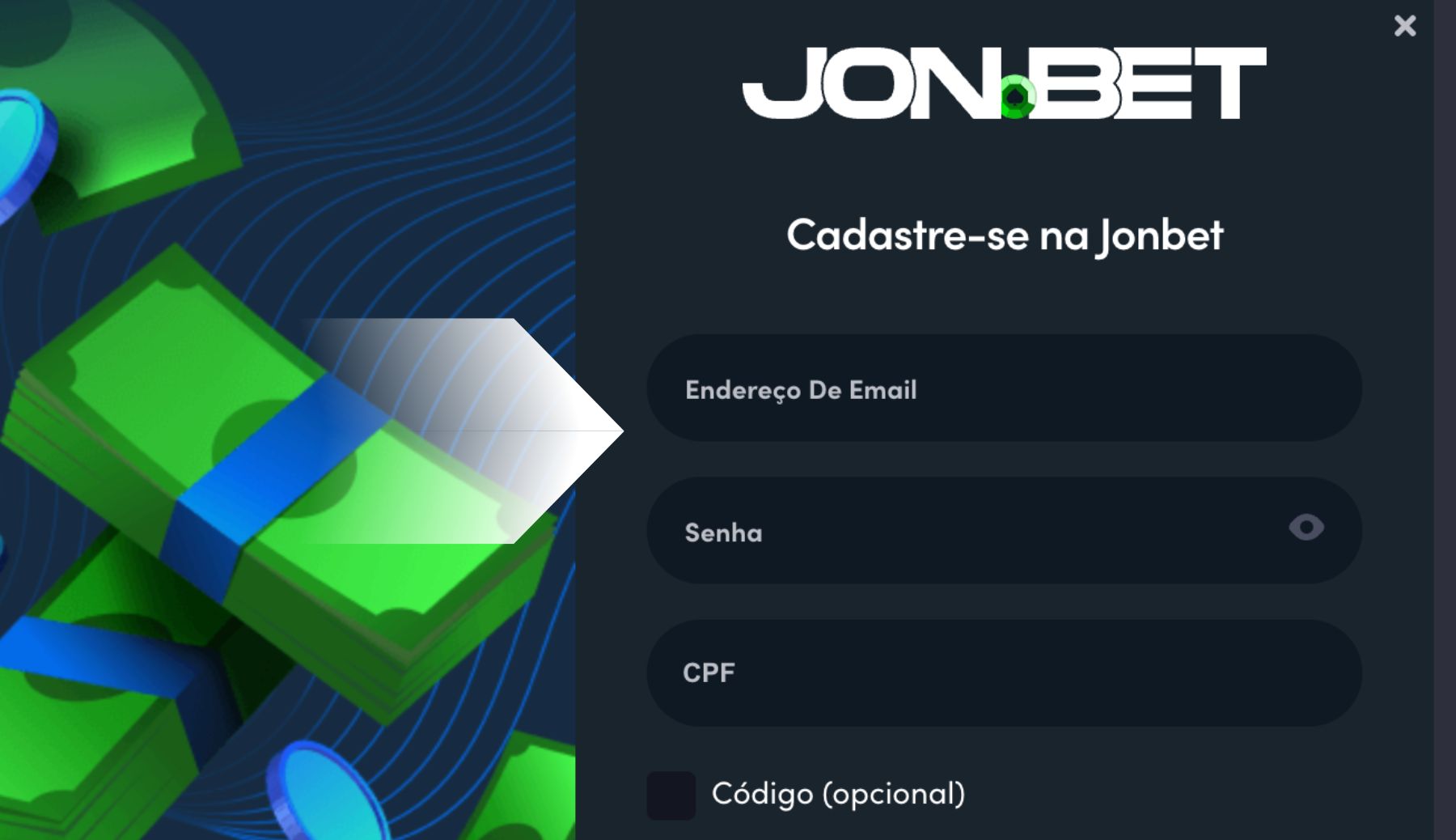 Jonbet Brasil Digite seu endereço de e-mail e CPF